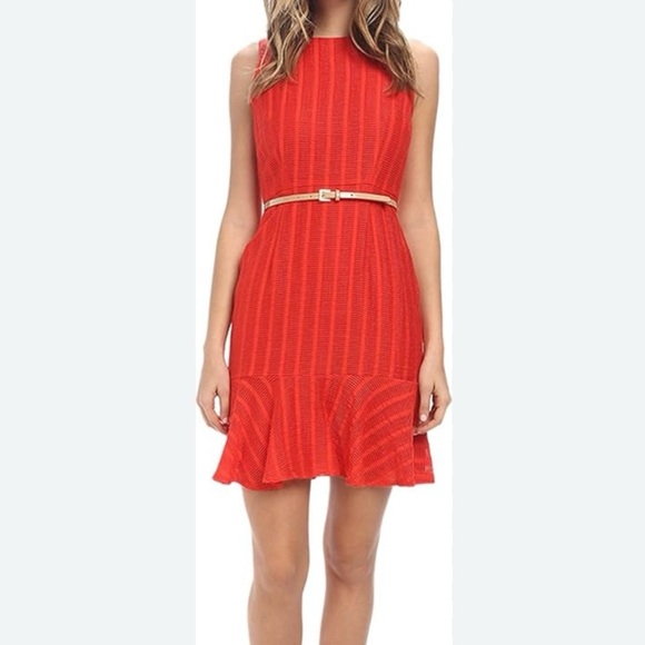 Donna Morgan Dresses & Skirts - Donna Morgan “Hot Pepper” Textured Fit & Flare Dress Belted Size 16 NWT